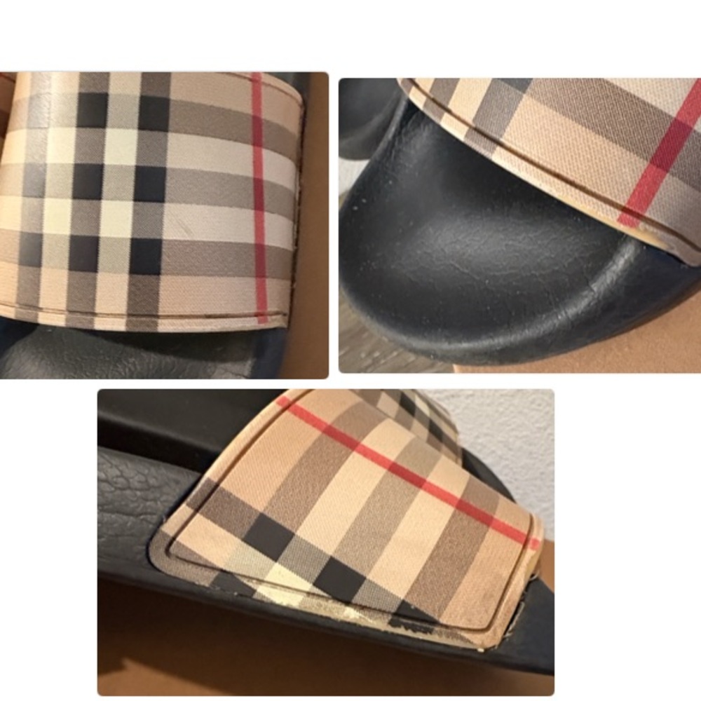 [Burberry] Furley Check Plaid Slides Slip-On Sandals w/ Box Youth EU 34 / US 3 - Picture 9 of 15